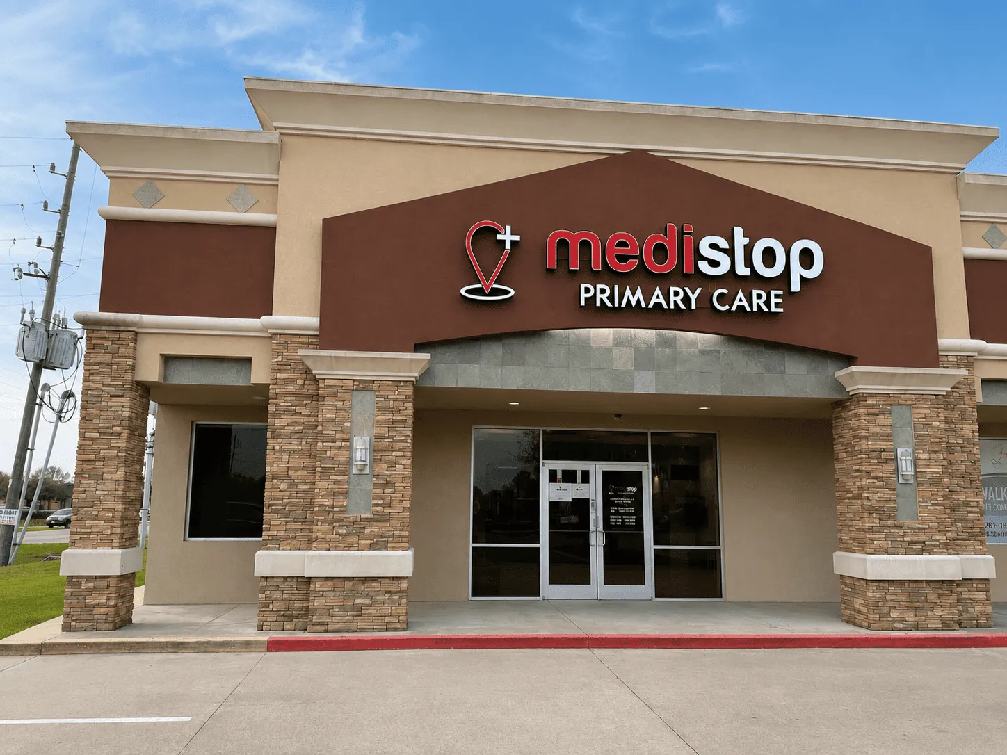 Exterior of Medistop Primary Care's Katy clinic providing comprehensive primary care in Katy, Texas.