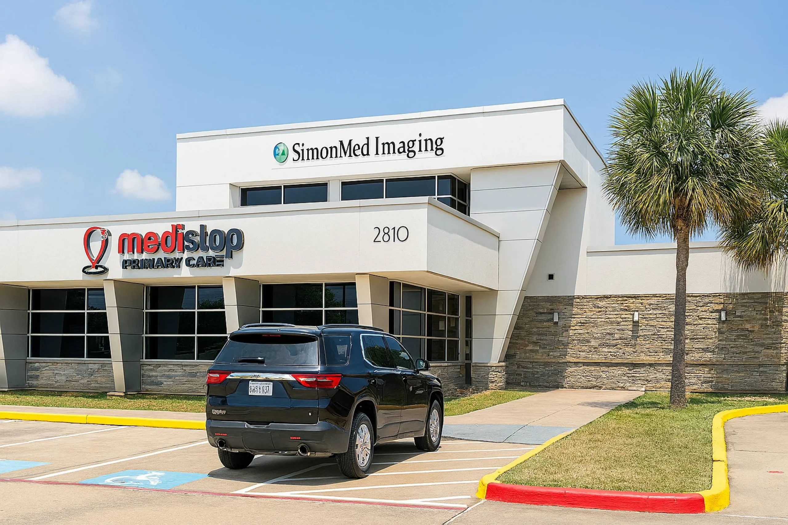 Exterior of Medistop Primary Care's Rosenberg clinic serving patients in Rosenberg, Texas.